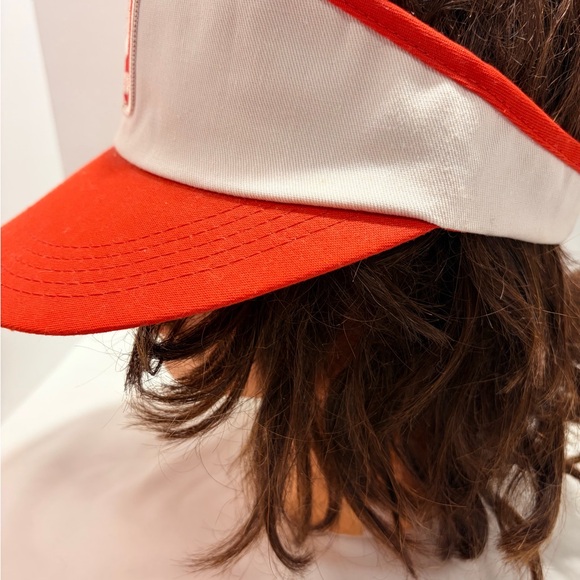 Vintage UNIFEED Sun Visor Hat Orange & White - Picture 3 of 9